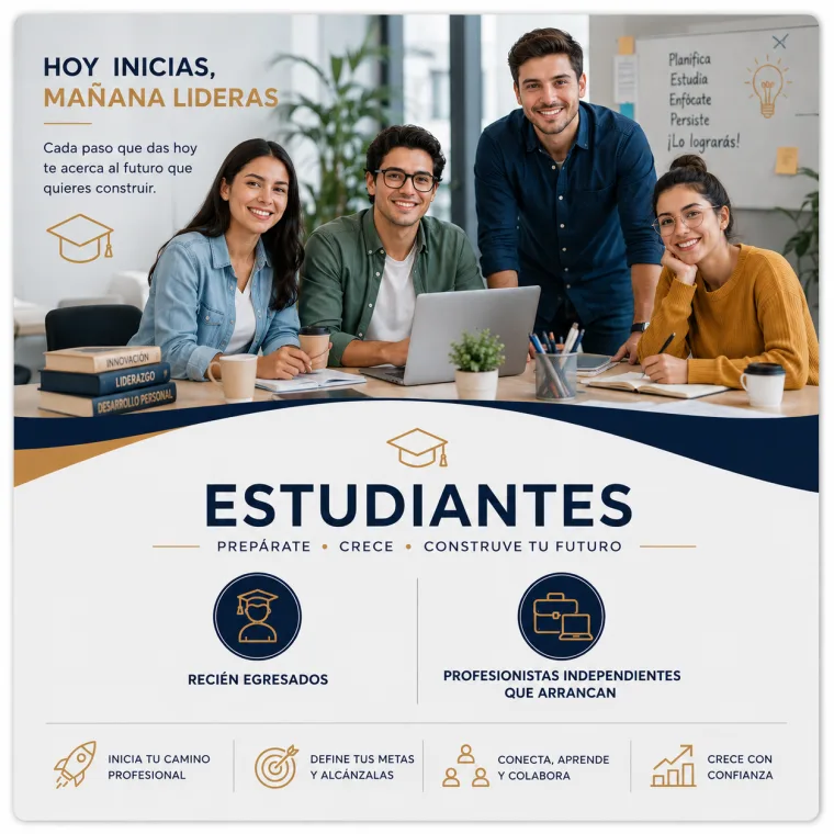Estudiantes — recién egresados, profesionistas independientes que arrancan.